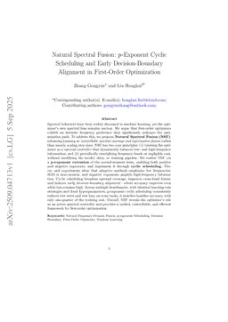 Natural Spectral Fusion: p-Exponent Cyclic Scheduling and Early Decision-Boundary Alignment in First-Order Optimization