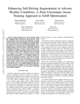 Enhancing Self-Driving Segmentation in Adverse Weather Conditions: A Dual Uncertainty-Aware Training Approach to SAM Optimization