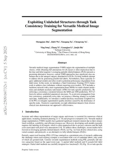 Exploiting Unlabeled Structures through Task Consistency Training for Versatile Medical Image Segmentation