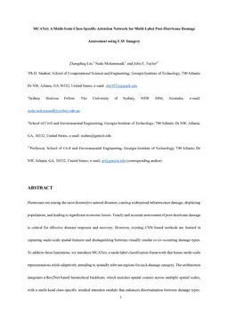 MCANet: A Multi-Scale Class-Specific Attention Network for Multi-Label Post-Hurricane Damage Assessment using UAV Imagery