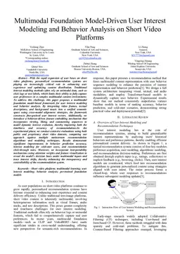 Multimodal Foundation Model-Driven User Interest Modeling and Behavior Analysis on Short Video Platforms