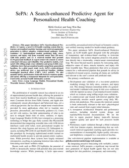 SePA: A Search-enhanced Predictive Agent for Personalized Health Coaching