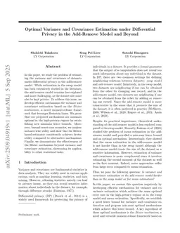 Optimal Variance and Covariance Estimation under Differential Privacy in the Add-Remove Model and Beyond