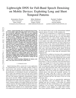 Lightweight DNN for Full-Band Speech Denoising on Mobile Devices: Exploiting Long and Short Temporal Patterns