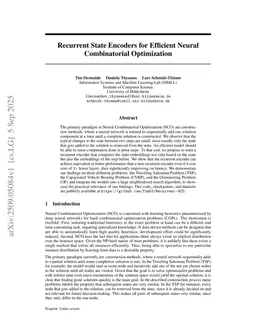 Recurrent State Encoders for Efficient Neural Combinatorial Optimization