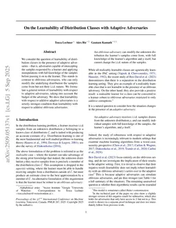On the Learnability of Distribution Classes with Adaptive Adversaries
