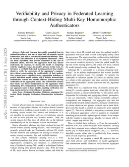Verifiability and Privacy in Federated Learning through Context-Hiding Multi-Key Homomorphic Authenticators