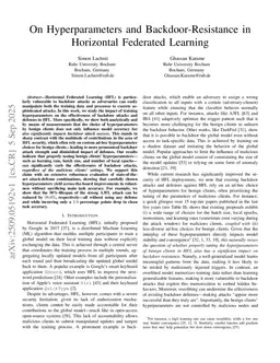 On Hyperparameters and Backdoor-Resistance in Horizontal Federated Learning