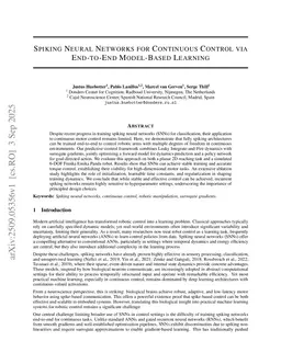 Spiking Neural Networks for Continuous Control via End-to-End Model-Based Learning