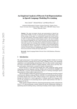 An Empirical Analysis of Discrete Unit Representations in Speech Language Modeling Pre-training