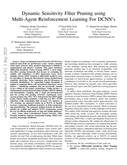 Dynamic Sensitivity Filter Pruning using Multi-Agent Reinforcement Learning For DCNN's