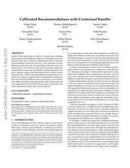 Calibrated Recommendations with Contextual Bandits