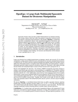 OpenEgo: A Large-Scale Multimodal Egocentric Dataset for Dexterous Manipulation