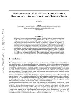 Reinforcement Learning with Anticipation: A Hierarchical Approach for Long-Horizon Tasks