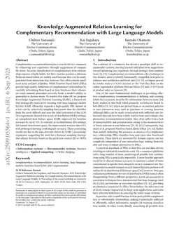 Knowledge-Augmented Relation Learning for Complementary Recommendation with Large Language Models