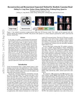 Reconstruction and Reenactment Separated Method for Realistic Gaussian Head