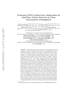 Evaluating YOLO Architectures: Implications for Real-Time Vehicle Detection in Urban Environments of Bangladesh