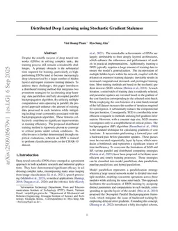 Distributed Deep Learning using Stochastic Gradient Staleness