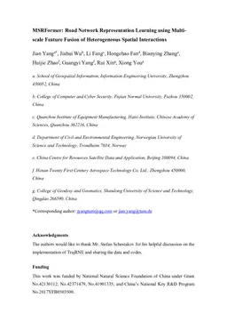 MSRFormer: Road Network Representation Learning using Multi-scale Feature Fusion of Heterogeneous Spatial Interactions