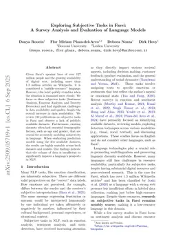 Exploring Subjective Tasks in Farsi: A Survey Analysis and Evaluation of Language Models