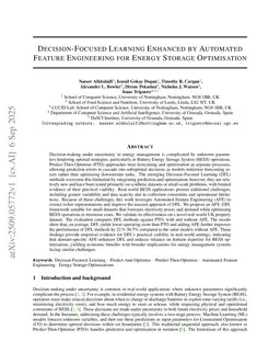 Decision-Focused Learning Enhanced by Automated Feature Engineering for Energy Storage Optimisation