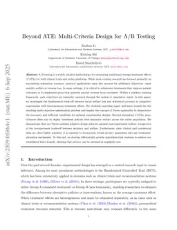 Beyond ATE: Multi-Criteria Design for A/B Testing