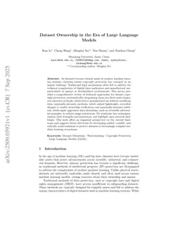 Dataset Ownership in the Era of Large Language Models