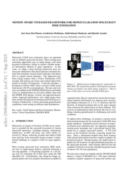 Motion Aware ViT-based Framework for Monocular 6-DoF Spacecraft Pose Estimation