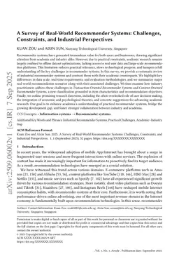 A Survey of Real-World Recommender Systems: Challenges, Constraints, and Industrial Perspectives