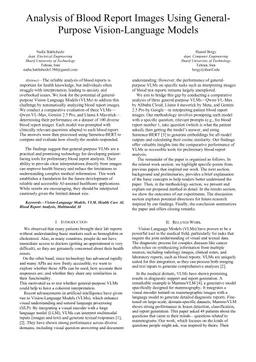 Analysis of Blood Report Images Using General Purpose Vision-Language Models