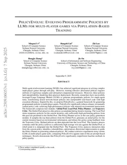 PolicyEvolve: Evolving Programmatic Policies by LLMs for multi-player games via Population-Based Training