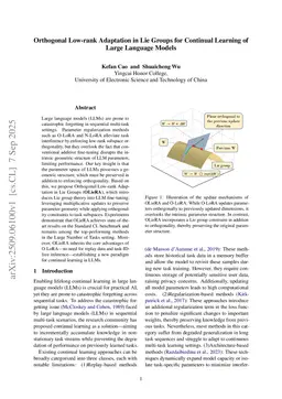 Orthogonal Low-rank Adaptation in Lie Groups for Continual Learning of Large Language Models