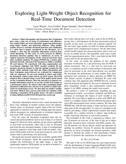 Exploring Light-Weight Object Recognition for Real-Time Document Detection