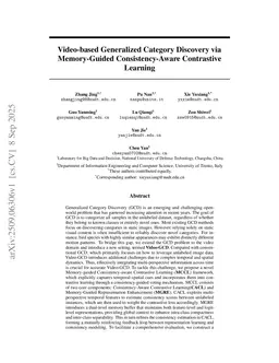 Video-based Generalized Category Discovery via Memory-Guided Consistency-Aware Contrastive Learning