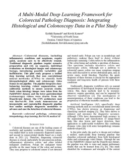 A Multi-Modal Deep Learning Framework for Colorectal Pathology Diagnosis: Integrating Histological and Colonoscopy Data in a Pilot Study