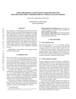 Index-Preserving Lightweight Token Pruning for Efficient Document Understanding in Vision-Language Models