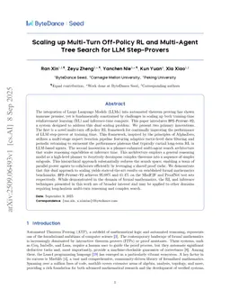 Scaling up Multi-Turn Off-Policy RL and Multi-Agent Tree Search for LLM Step-Provers