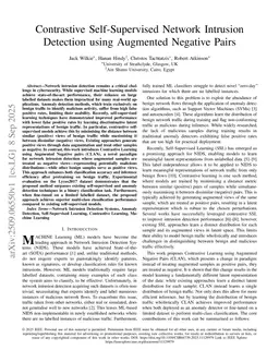 Contrastive Self-Supervised Network Intrusion Detection using Augmented Negative Pairs