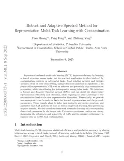 Robust and Adaptive Spectral Method for Representation Multi-Task Learning with Contamination