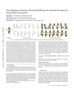 From Rigging to Waving: 3D-Guided Diffusion for Natural Animation of Hand-Drawn Characters