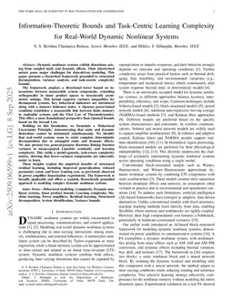 Information-Theoretic Bounds and Task-Centric Learning Complexity for Real-World Dynamic Nonlinear Systems