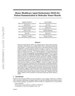 Demo: Healthcare Agent Orchestrator (HAO) for Patient Summarization in Molecular Tumor Boards
