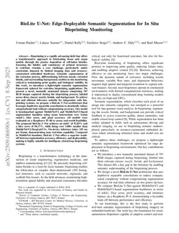 BioLite U-Net: Edge-Deployable Semantic Segmentation for In Situ Bioprinting Monitoring