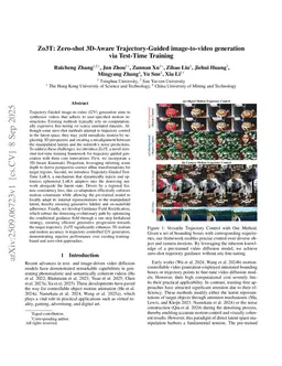 Zo3T: Zero-Shot 3D-Aware Trajectory-Guided Image-to-Video Generation via Test-Time Training
