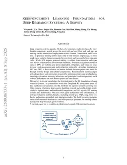 Reinforcement Learning Foundations for Deep Research Systems: A Survey