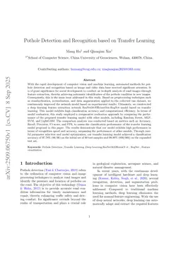 Pothole Detection and Recognition based on Transfer Learning