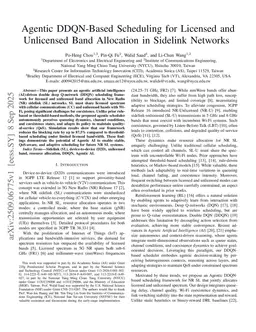 Agentic DDQN-Based Scheduling for Licensed and Unlicensed Band Allocation in Sidelink Networks