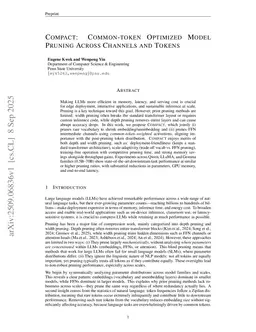 COMPACT: Common-token Optimized Model Pruning Across Channels and Tokens