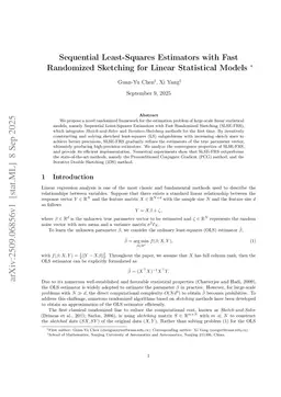 Sequential Least-Squares Estimators with Fast Randomized Sketching for Linear Statistical Models