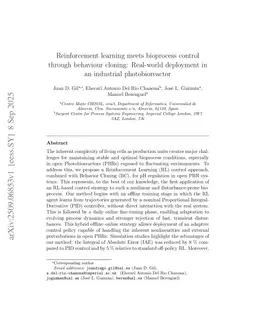 Reinforcement learning meets bioprocess control through behaviour cloning: Real-world deployment in an industrial photobioreactor